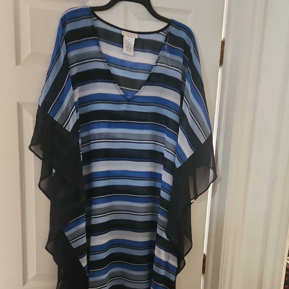 Michaels Blue and Black Striped Cover Up